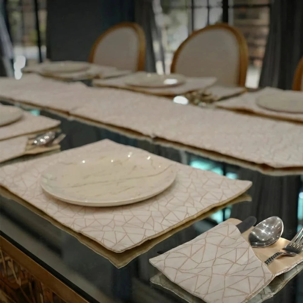 Soft Gold Whispers Table Mat Set - myhomestore.com.pk