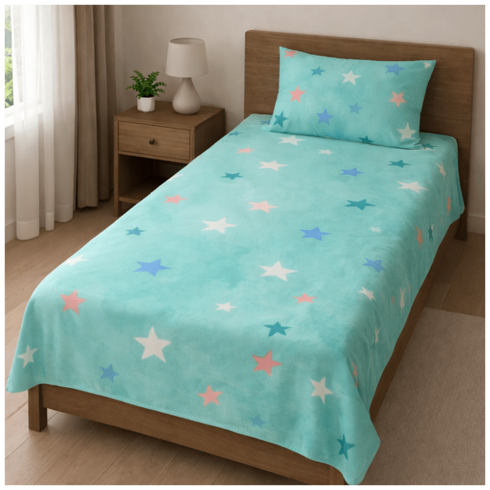 Soft Star Printed Kids Bed - sheet - myhomestore.com.pk