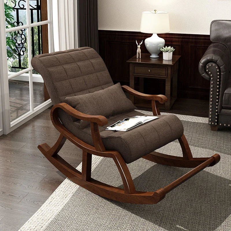 Solid Wood Rocking Chair with Memory Foam Cushion - myhomestore.com.pk