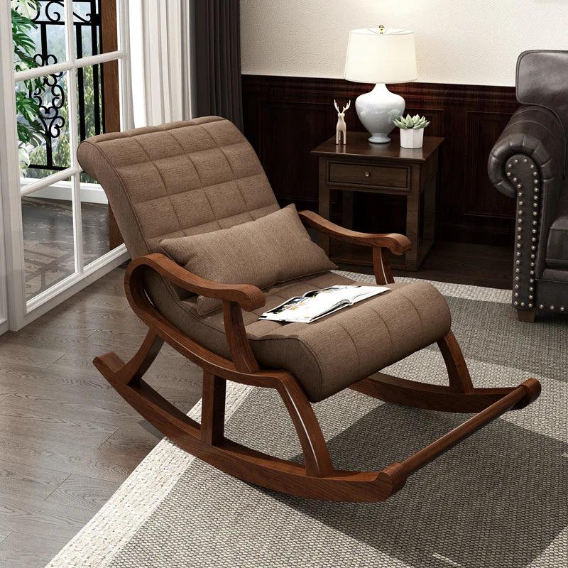 Solid Wood Rocking Chair with Memory Foam Cushion - myhomestore.com.pk