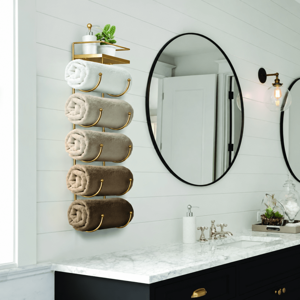 Sorbus Wall Mounted Towel Rack – Space-Saving Metal Towel Holder for Rolled Bath Towels - myhomestore.com.pk