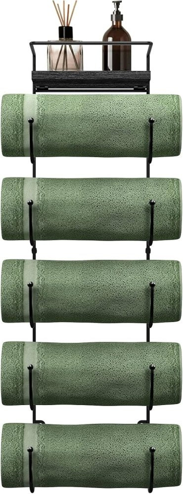 Sorbus Wall Mounted Towel Rack – Space - Saving Metal Towel Holder for Rolled Bath Towels - myhomestore.com.pk