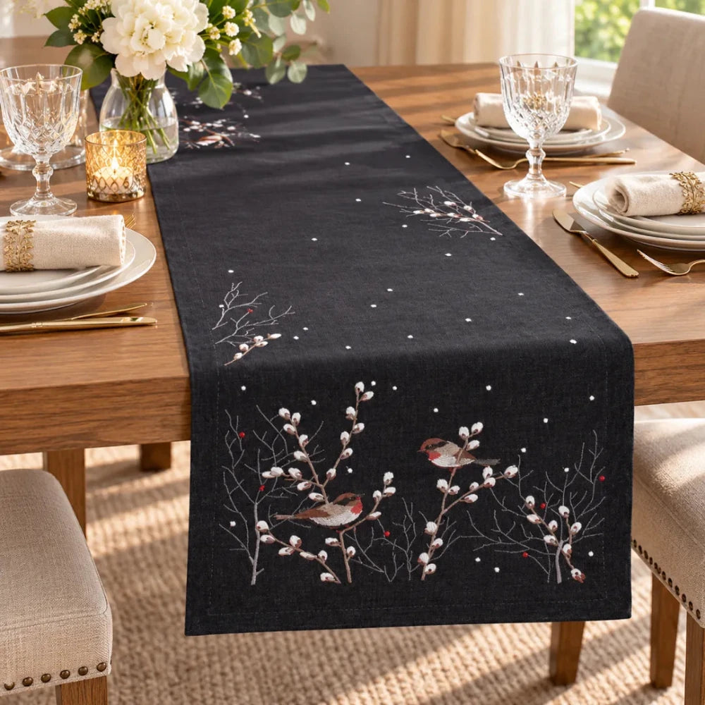 Sparrow Embroidered Table Runner - myhomestore.com.pk