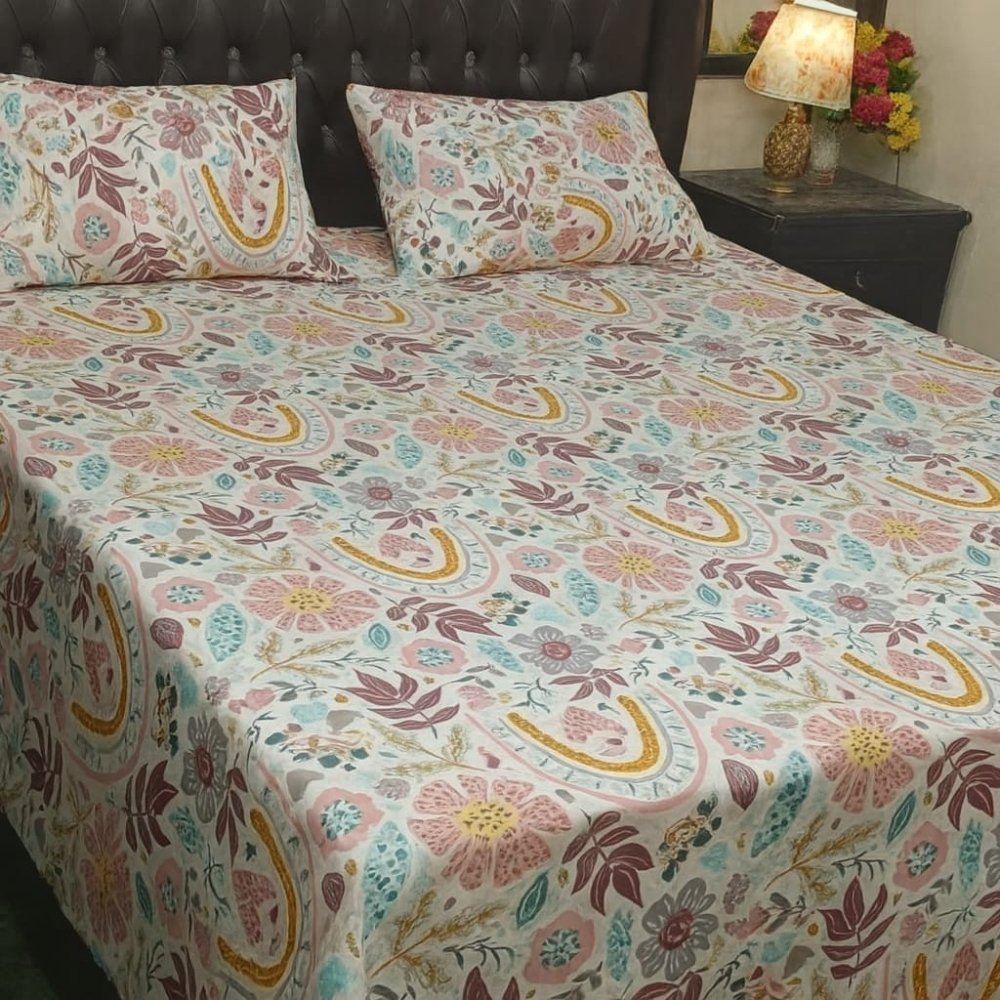 Stellar Home Marigold Printed Bedsheet 3 pcs - myhomestore.com.pk