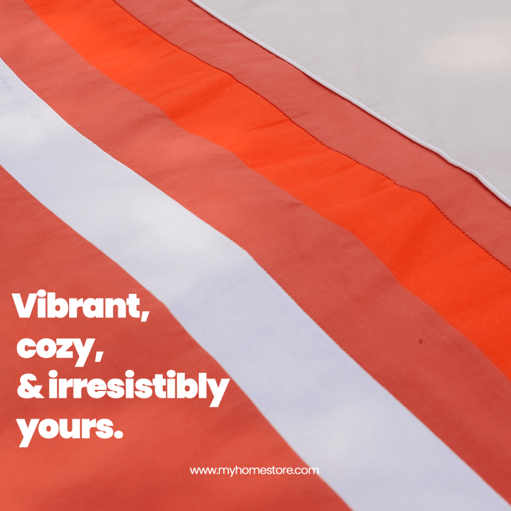 Stripe Duvet Set Orange – Soft, Stylish & Modern Bedding - myhomestore.com.pk