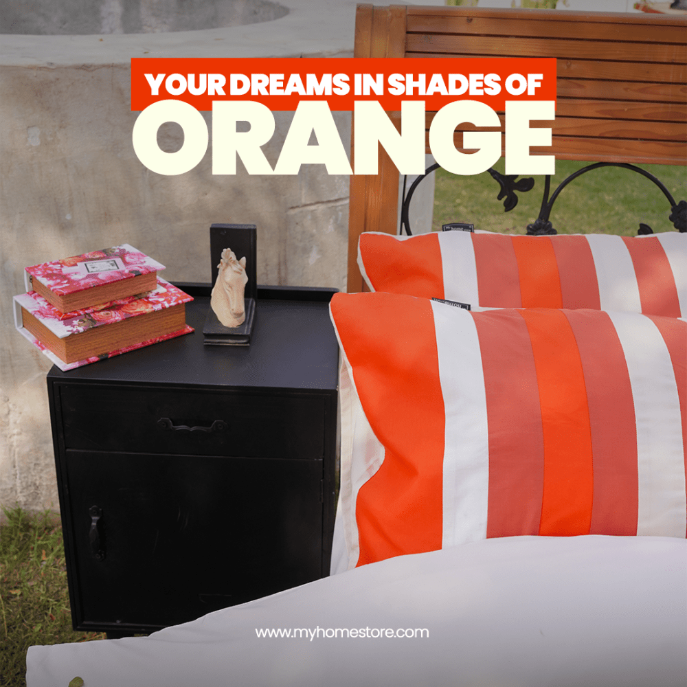 Stripe Duvet Set Orange – Soft, Stylish & Modern Bedding - myhomestore.com.pk