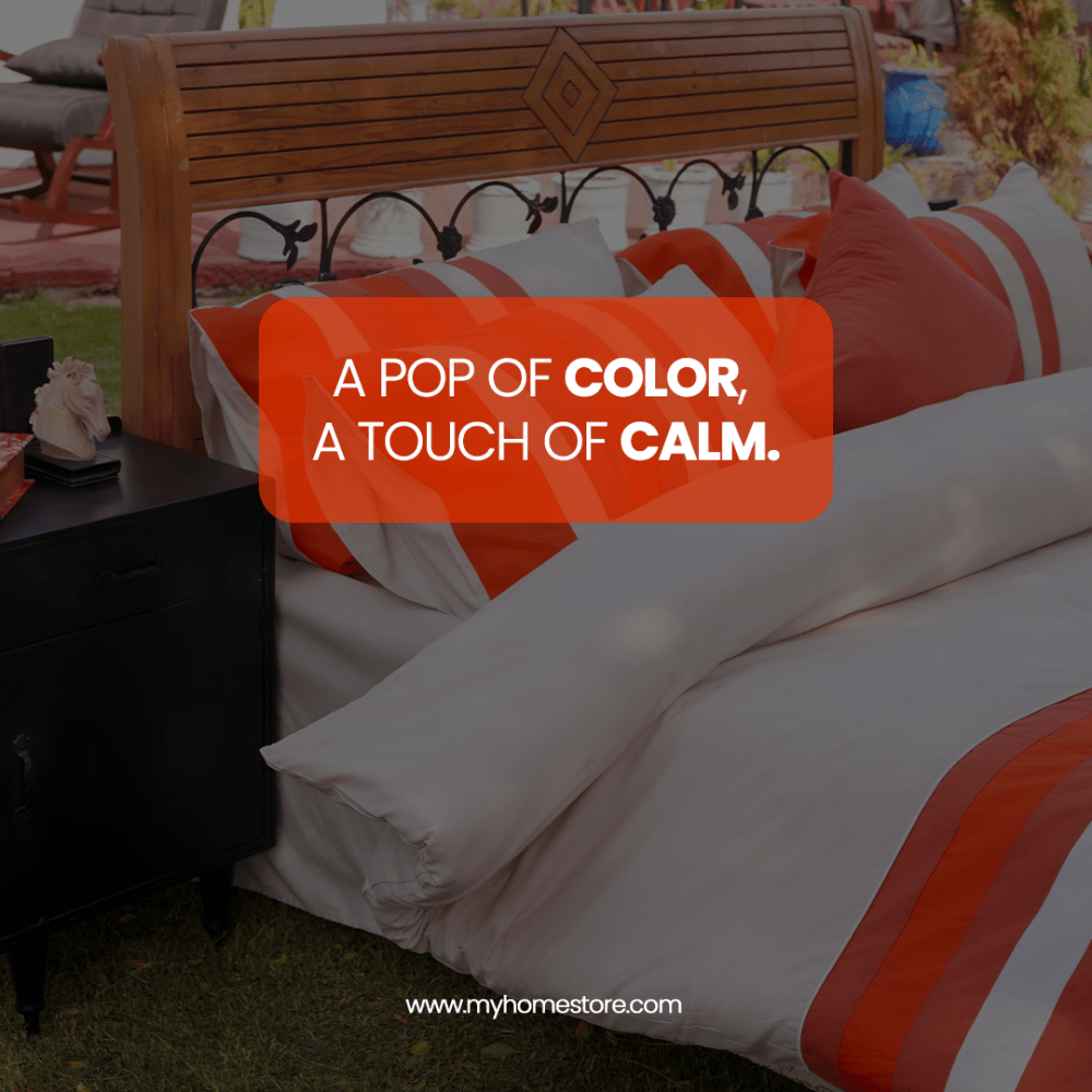 Stripe Duvet Set Orange – Soft, Stylish & Modern Bedding - myhomestore.com.pk