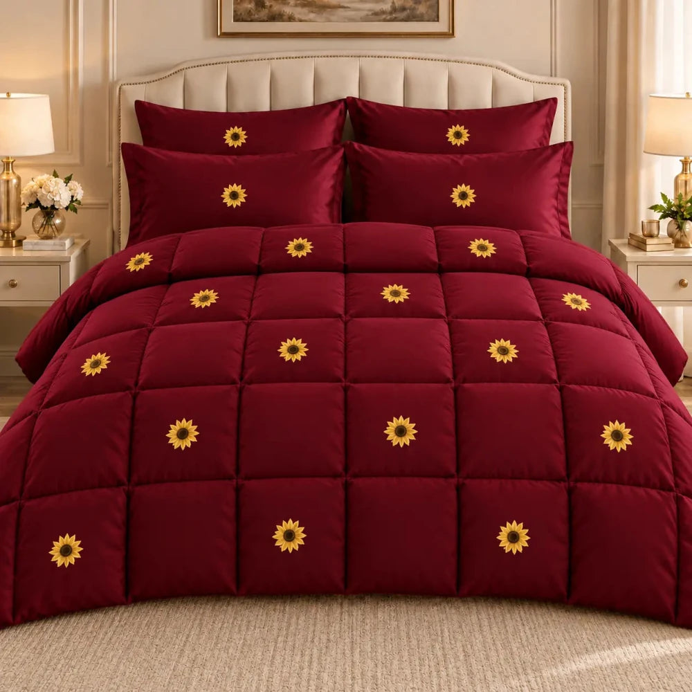 SunFlower Embroidered Comforter - King - myhomestore.com.pk