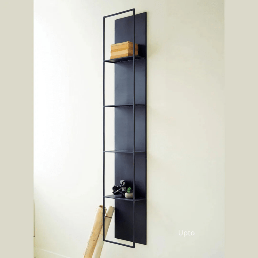Tall Black Metal Wall Hanging With Four Shelves - myhomestore.com.pk