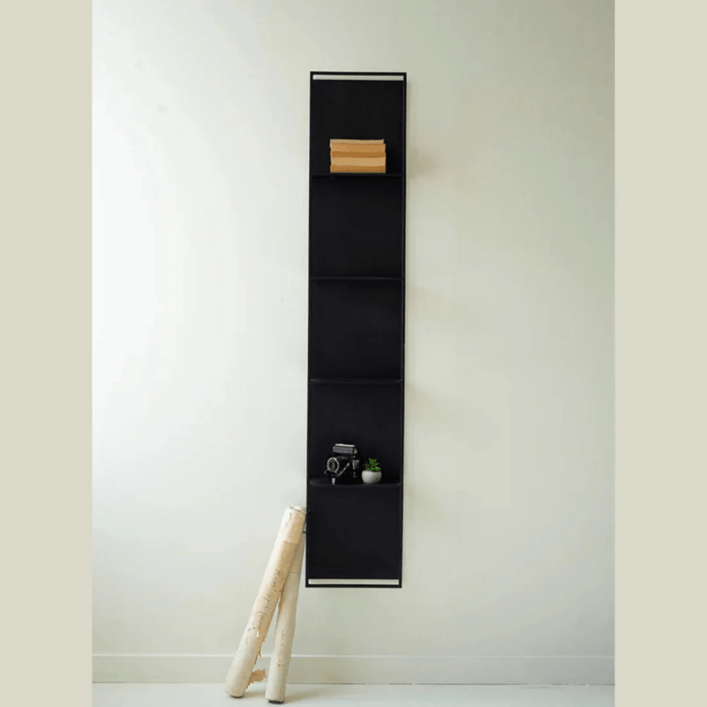 Tall Black Metal Wall Hanging With Four Shelves - myhomestore.com.pk