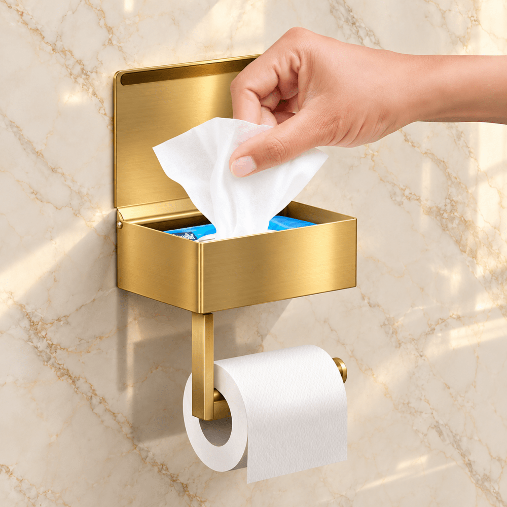 Toilet Paper Holder with Shelf - myhomestore.com.pk