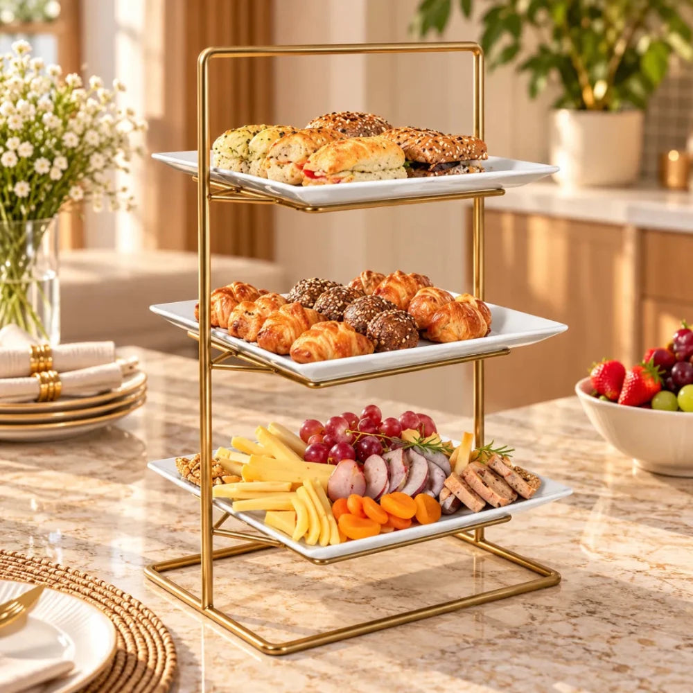 Triple Squared Stand for Cakes & Pastry Display | Stylish & Durable Display Stand - myhomestore.com.pk