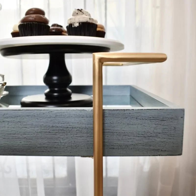 Trolley Table Grey with Gold - myhomestore.com.pk