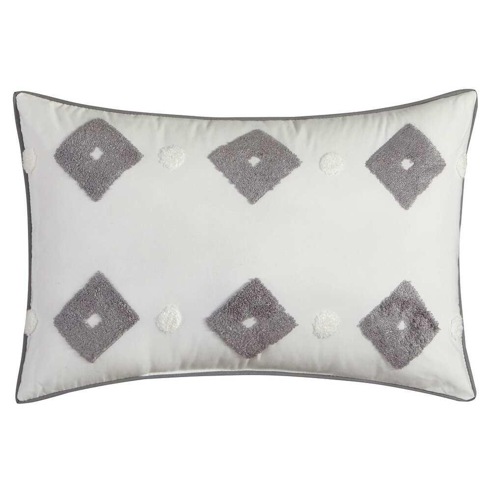Tufted Duvet Cover Set( white with grey) - myhomestore.com.pk