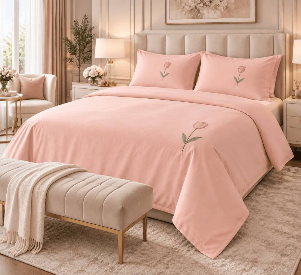 Tulip Embroidery Bedding Set - myhomestore.com.pk