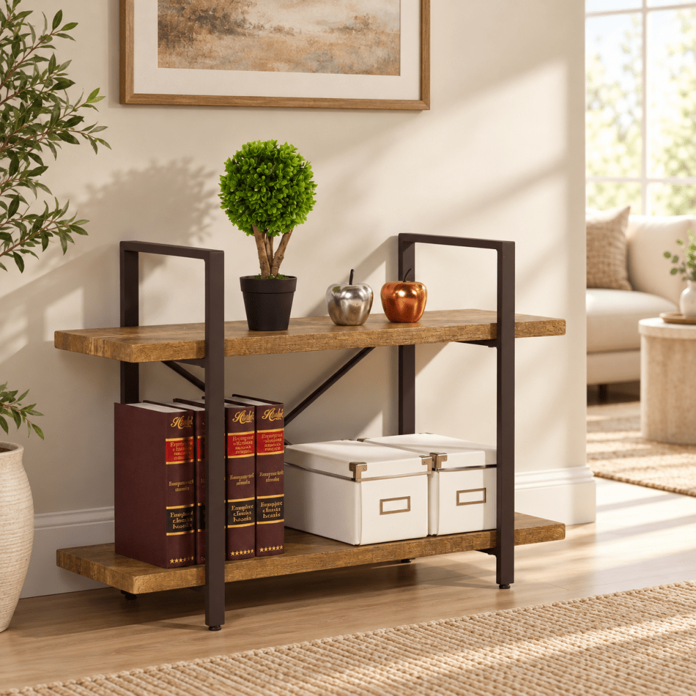 Two Level Rustic Shelving Unit - myhomestore.com.pk