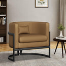 Upholstered Leather Barrel Living Room Accent Chair - myhomestore.com.pk