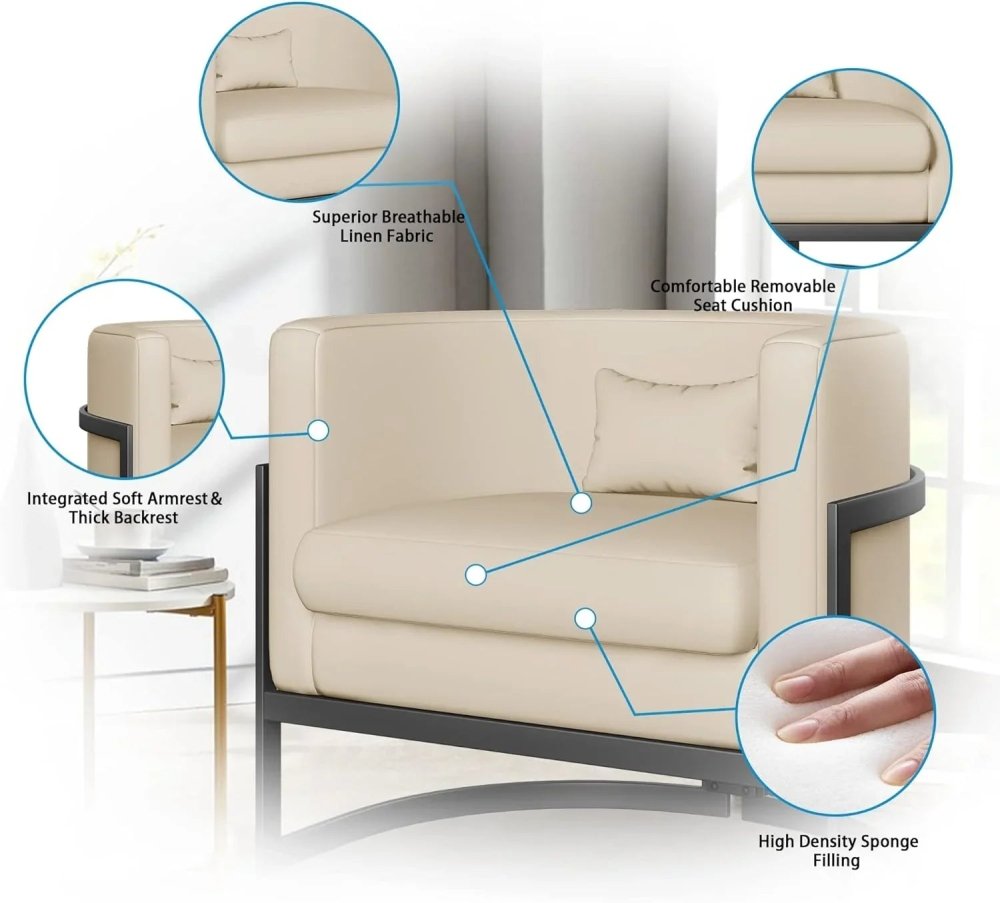 Upholstered Leather Barrel Living Room Accent Chair - myhomestore.com.pk