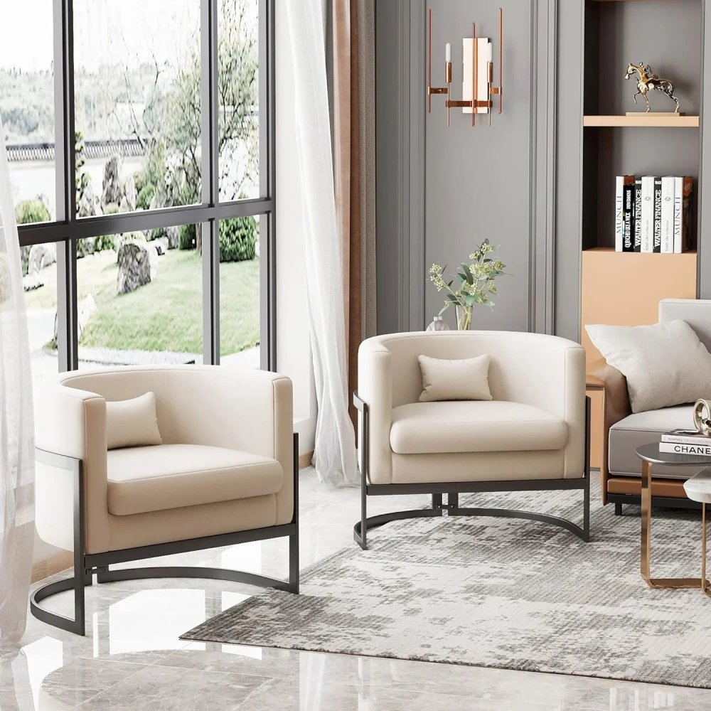 Upholstered Leather Barrel Living Room Accent Chair - myhomestore.com.pk