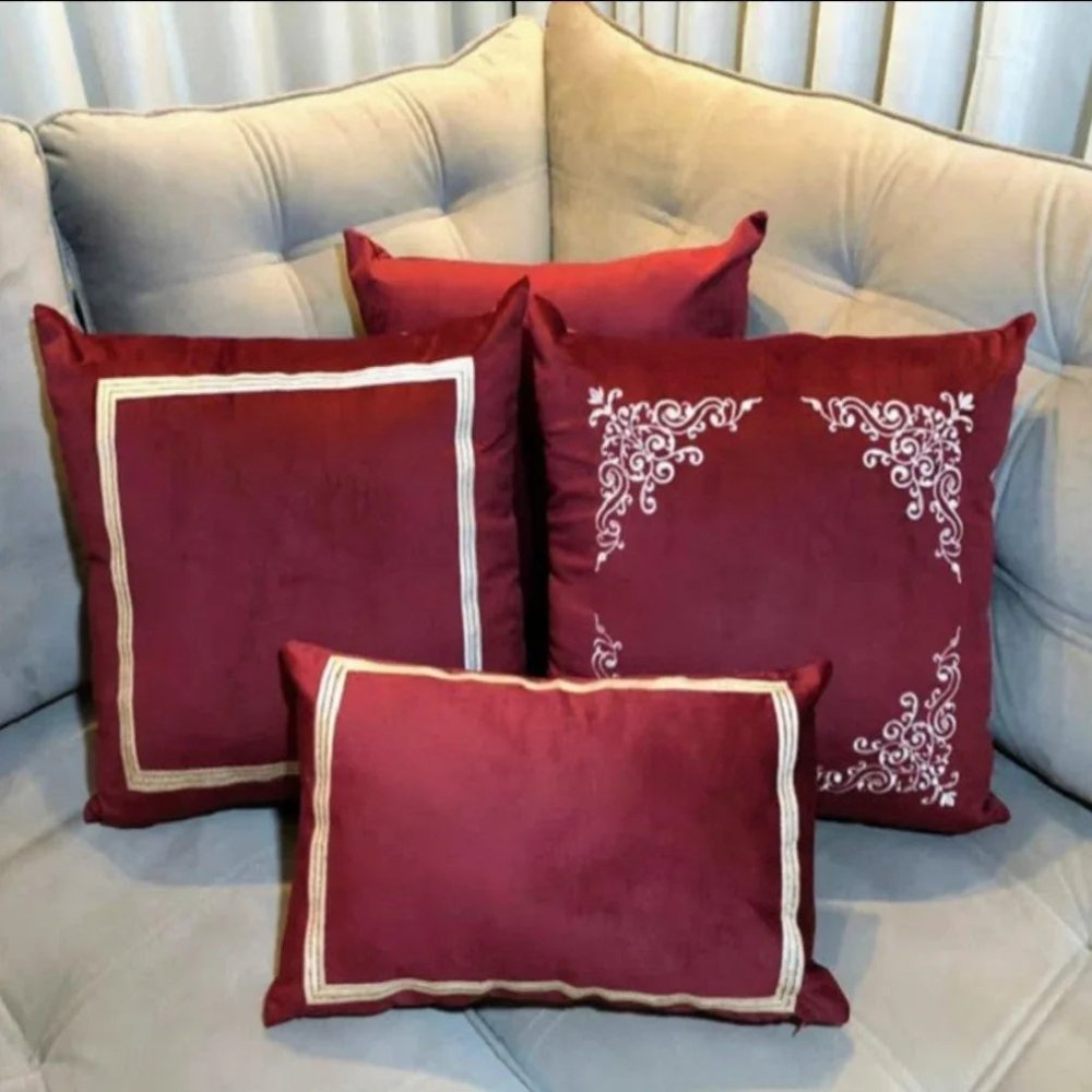 Velvet Embroidered Cushion Cover (pack of 4) - myhomestore.com.pk
