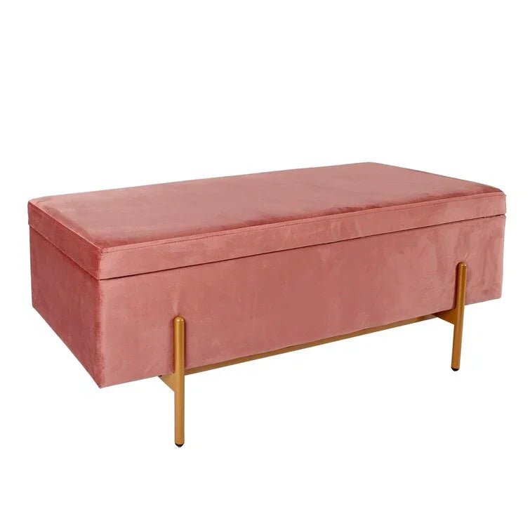 Velvet Rectangle Footstool Ottoman with Storage - myhomestore.com.pk