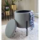 Velvet Round Storage Ottoman - myhomestore.com.pk