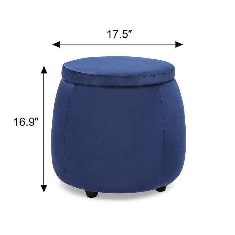 Velvet Round Storage Ottoman with Removable Lid, Footrest Stool - myhomestore.com.pk