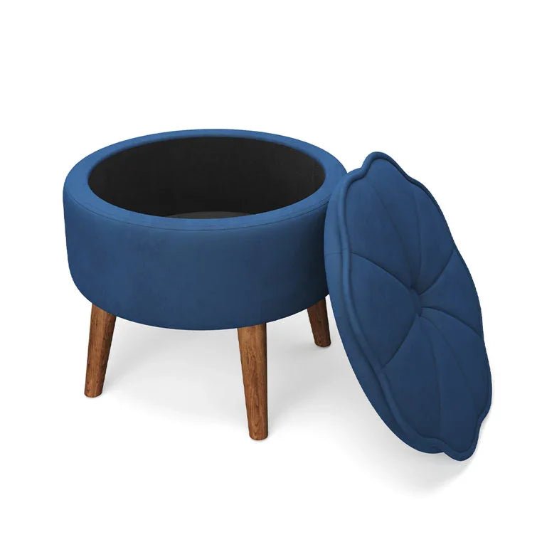 Velvet Tufted Round Storage Ottoman - myhomestore.com.pk