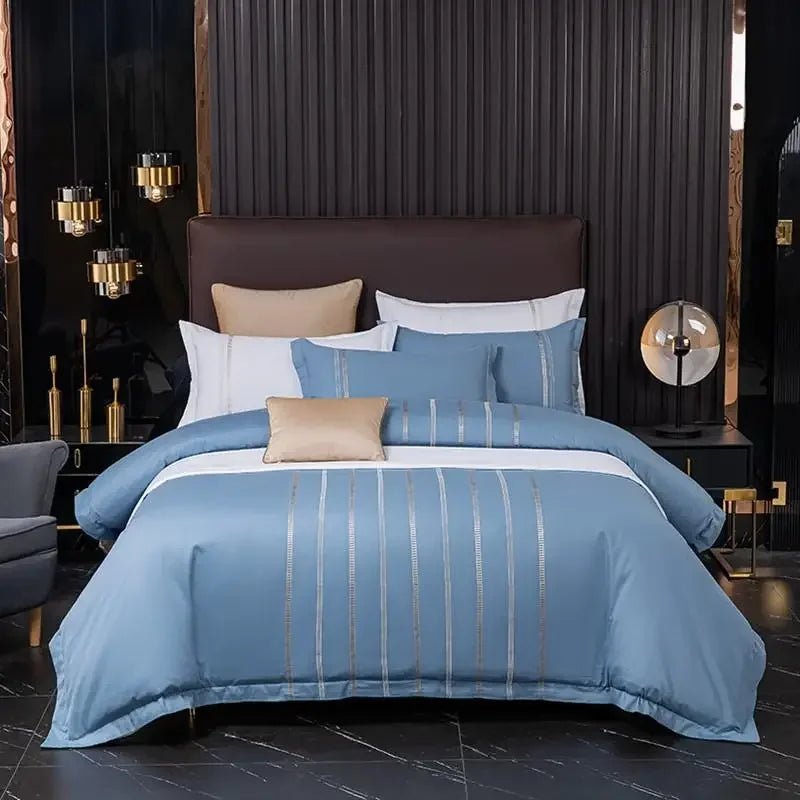 Vertical Ribbon & Lace Duvet Set - myhomestore.com.pk