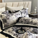 Vintage Black Gray Chic Patchwork Printed Duvet Set - myhomestore.com.pk