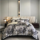 Vintage Black Gray Chic Patchwork Printed Duvet Set - myhomestore.com.pk