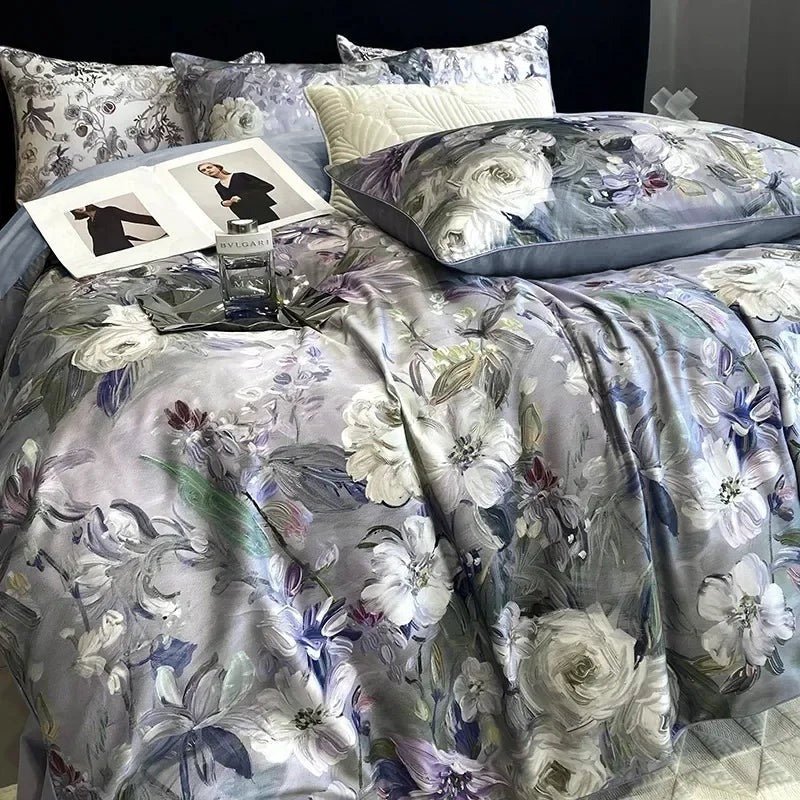 Vintage French Style Rose Printed Bedding Duvet Set - myhomestore.com.pk