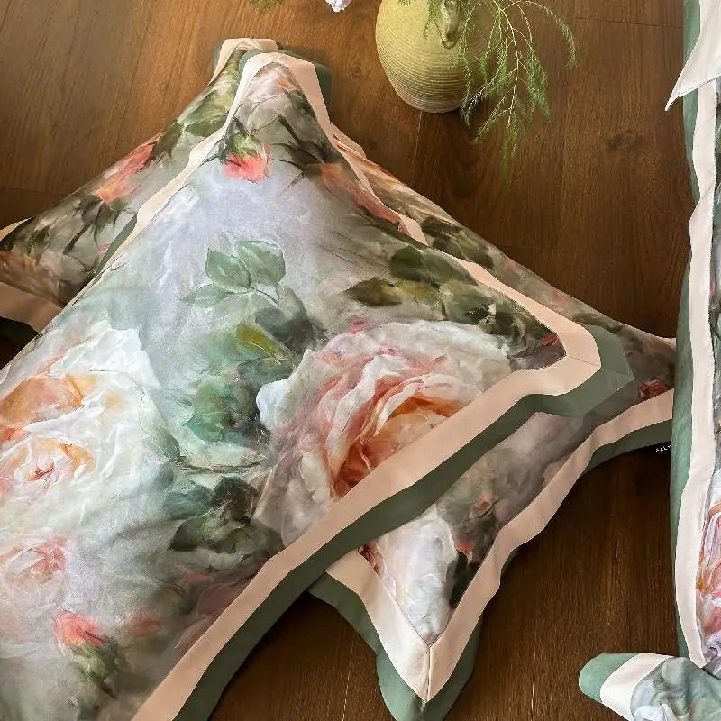 Vintage Rose Oil Printing Style Printed Duvet Set - myhomestore.com.pk