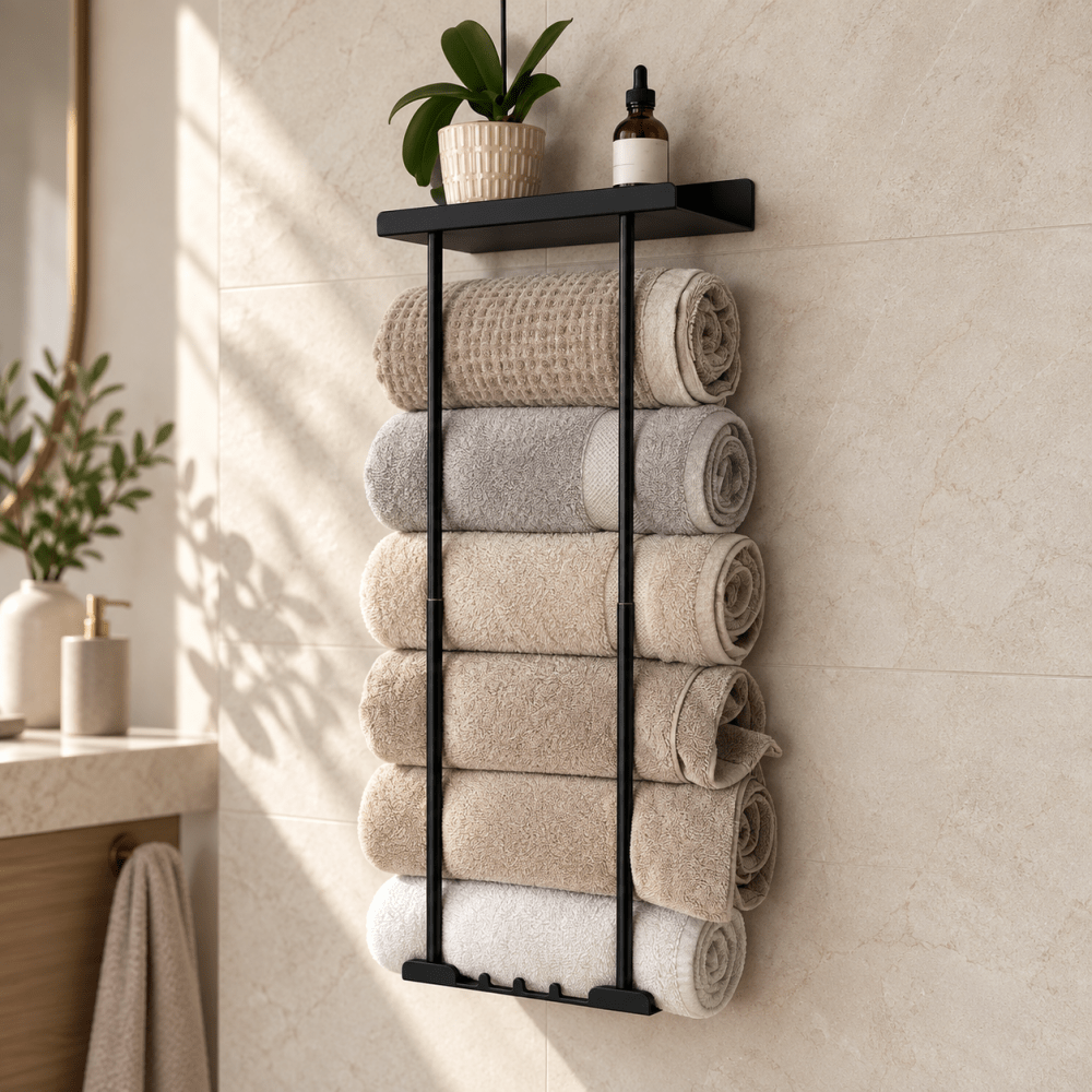 Wall-Mounted Metal Towel Storage Rack - myhomestore.com.pk