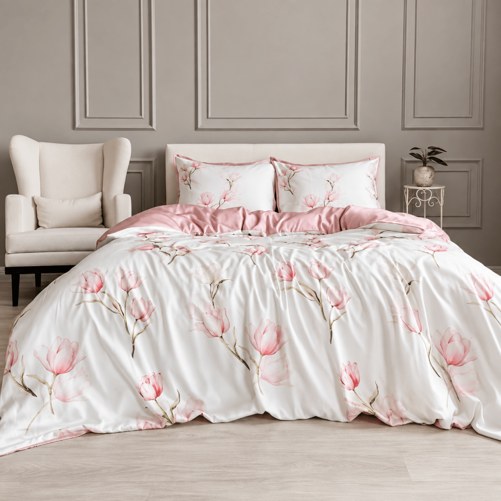 Watercolor Tulip Design Printed Bedding Duvet Set - myhomestore.com.pk