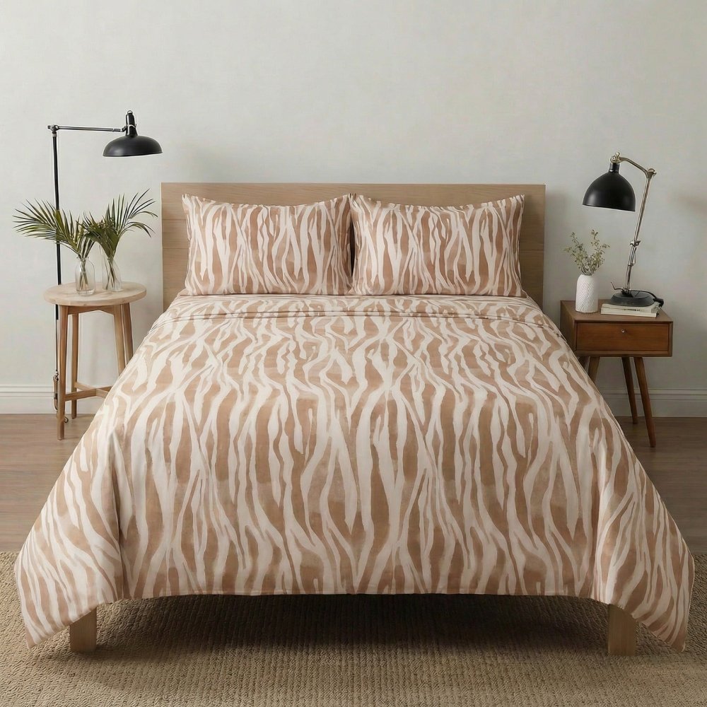 Watercolour Zebra Print Bedsheet – King Size - myhomestore.com.pk