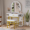 White Vanity Mirror with Lights and Table Set with Drawers, - myhomestore.com.pk