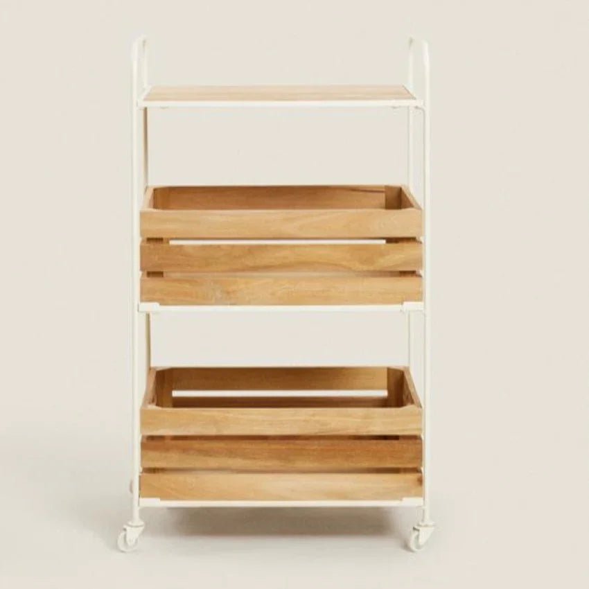 WOOD AND METAL STORAGE CART - myhomestore.com.pk
