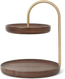 Wooden Round Double Layer Dessert Serving Tray – Elegant Tiered Display Stand - myhomestore.com.pk