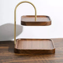 Wooden Square Double Layer Tray for Dessert Display - myhomestore.com.pk