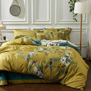 Yellow Chinoiserie Style Birds Flowers Printed Bedding Duvet Set - myhomestore.com.pk