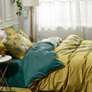 Yellow Chinoiserie Style Birds Flowers Printed Bedding Duvet Set - myhomestore.com.pk