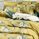Yellow Chinoiserie Style Birds Flowers Printed Bedding Duvet Set - myhomestore.com.pk