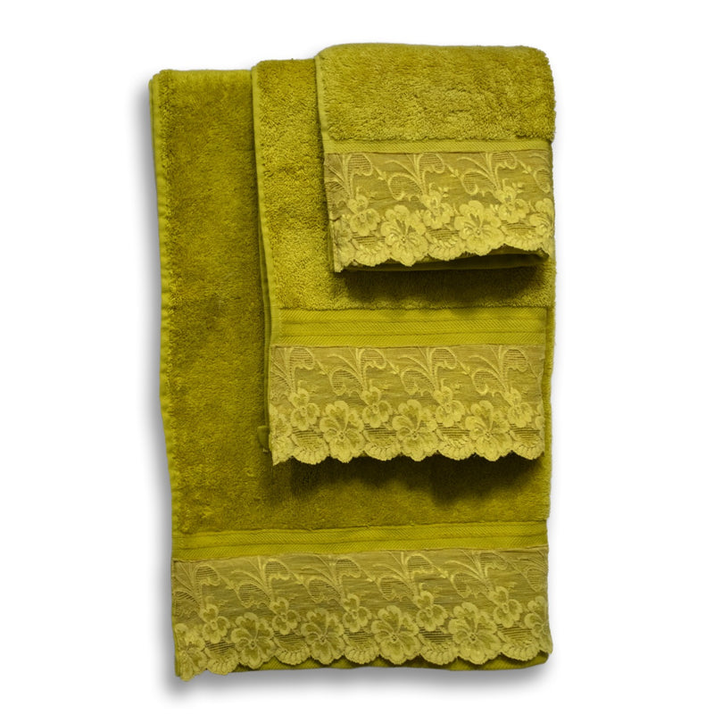 Luxurious Lace Embellished Cotton Towel Set - Soft, Durable and Stylish