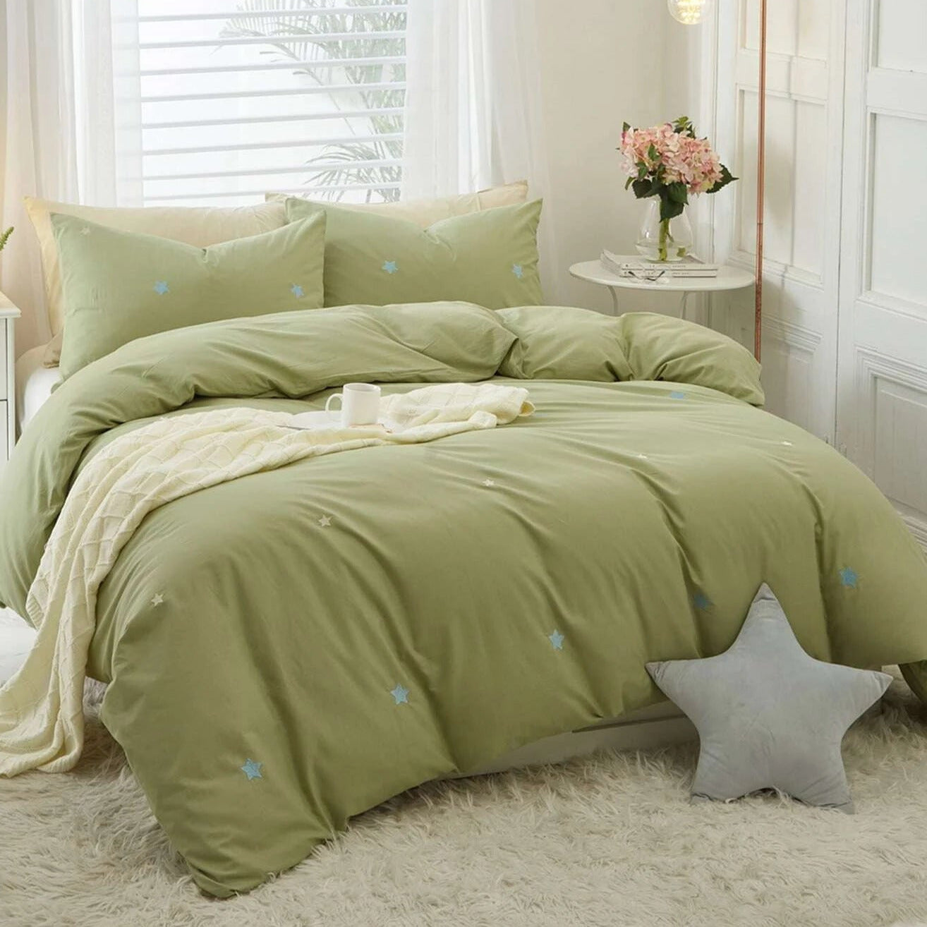 Star Embroidered Duvet Cover Set