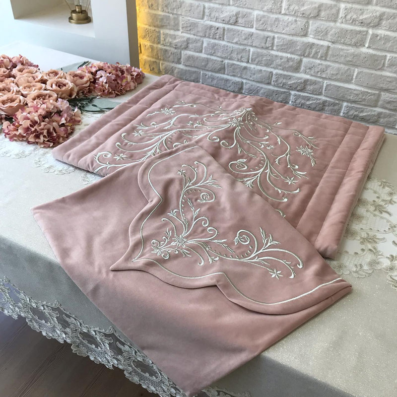 Embroidered Velvet Prayer Mat (2 piece)