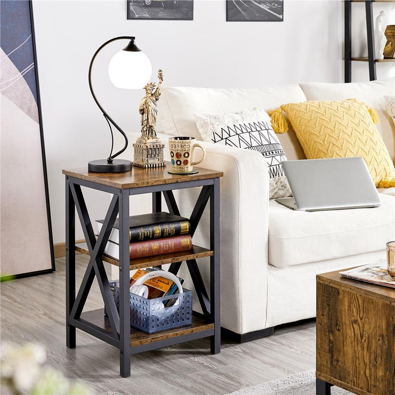 Topeakmart 3 Tiers Sofa Side End Table X Frame