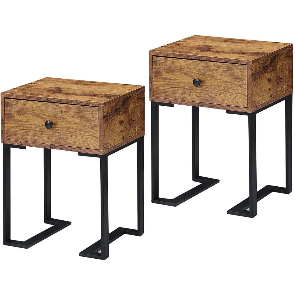 Modern Set of 2 Side Tables with Drawer - myhomestore.com.pk