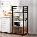 Multifunction 4-Layer MDF With Cabinets Industrial Style Wrought Iron Kitchen Rack - myhomestore.com.pk