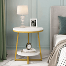 2 Tier Marble MDF Side Table with Storage Shelf - myhomestore.com.pk